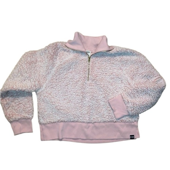 Pink Victoria's Secret Fleece Sweater | half zip pullover | Size Large - Picture 1 of 10